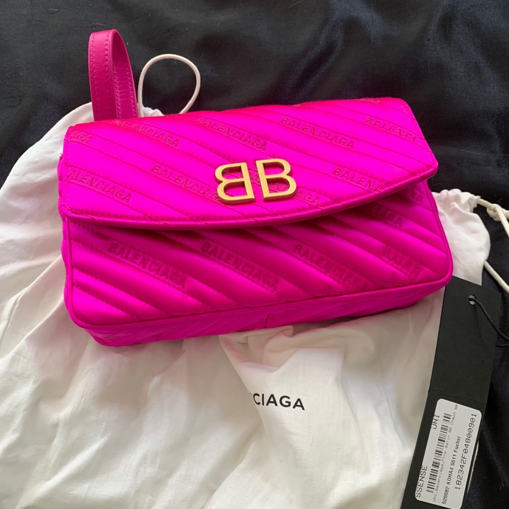 Balenciaga Fucshia Satin BB Bag